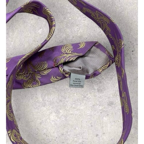 PENROSE Silk Tie ENGLAND XL Purple Gold Art W:3" EUC - Picture 4 of 6